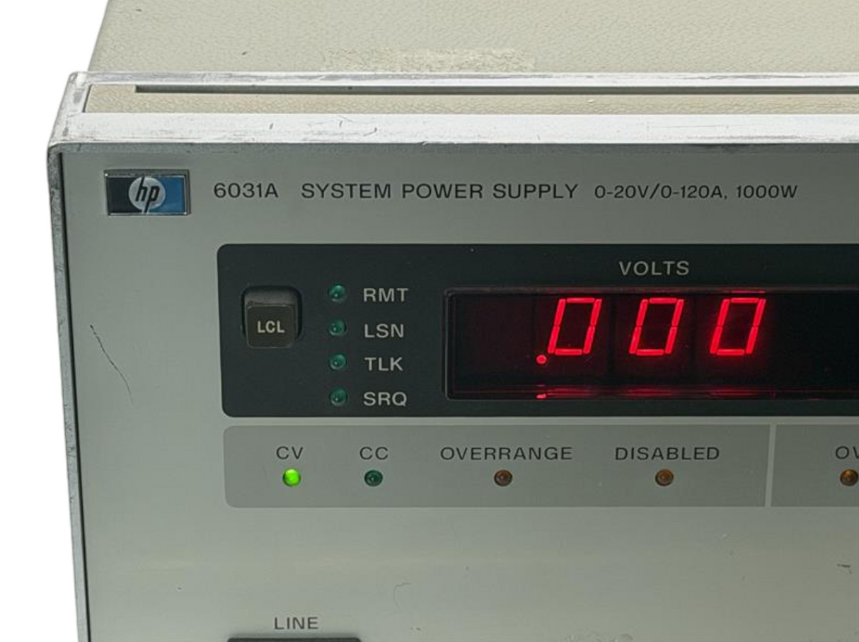 HP Agilent 6031A 20V 120A 1000W GPIB 1U Autoranging DC System Power Supply PSU1