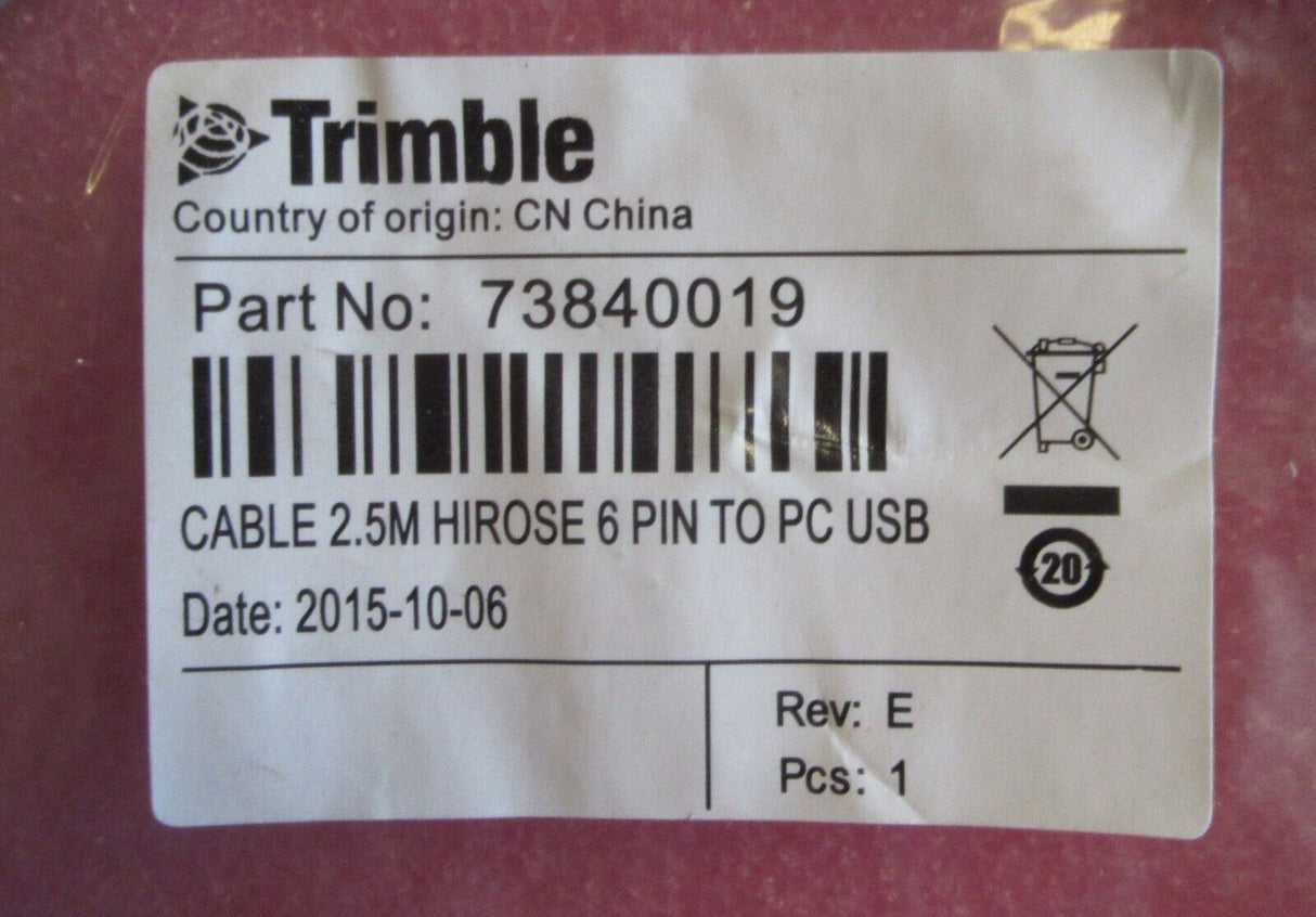 New Trimble 2.5m Hirose 6-Pin To PC USB Cable 73840019 For S Series Instruments