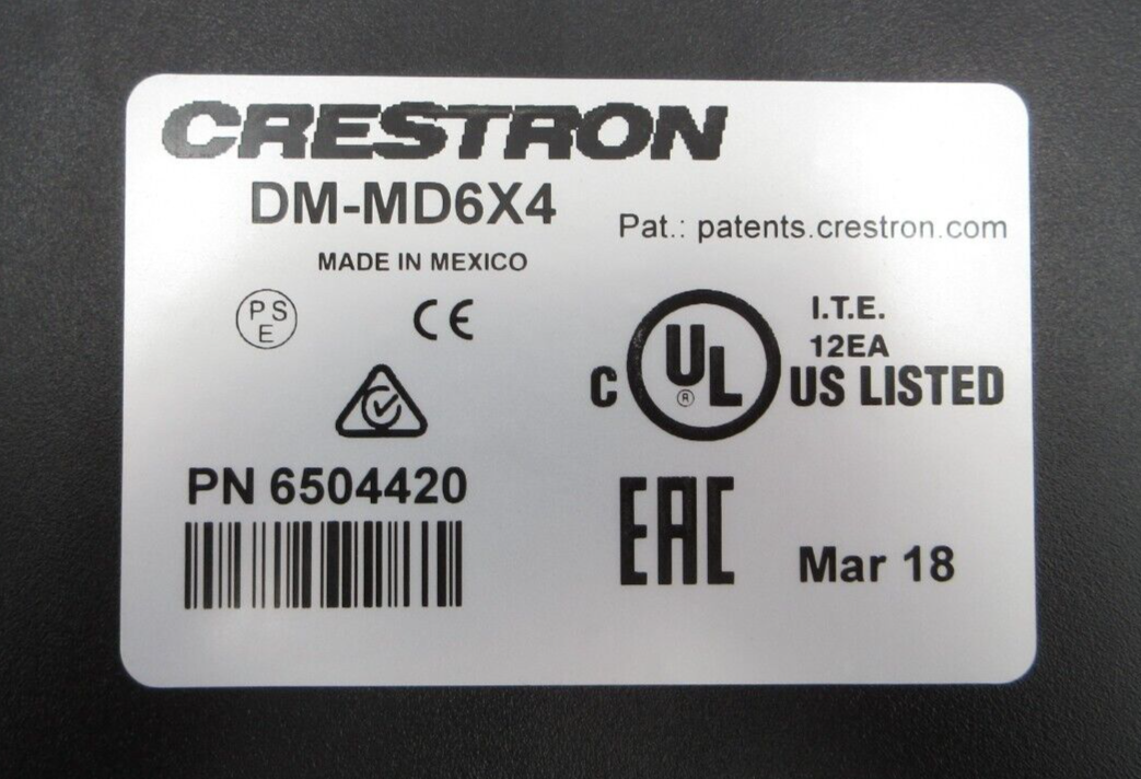 Crestron DM-MD6X4 DigitalMedia DM Media Distribution Center HD Matrix Switcher