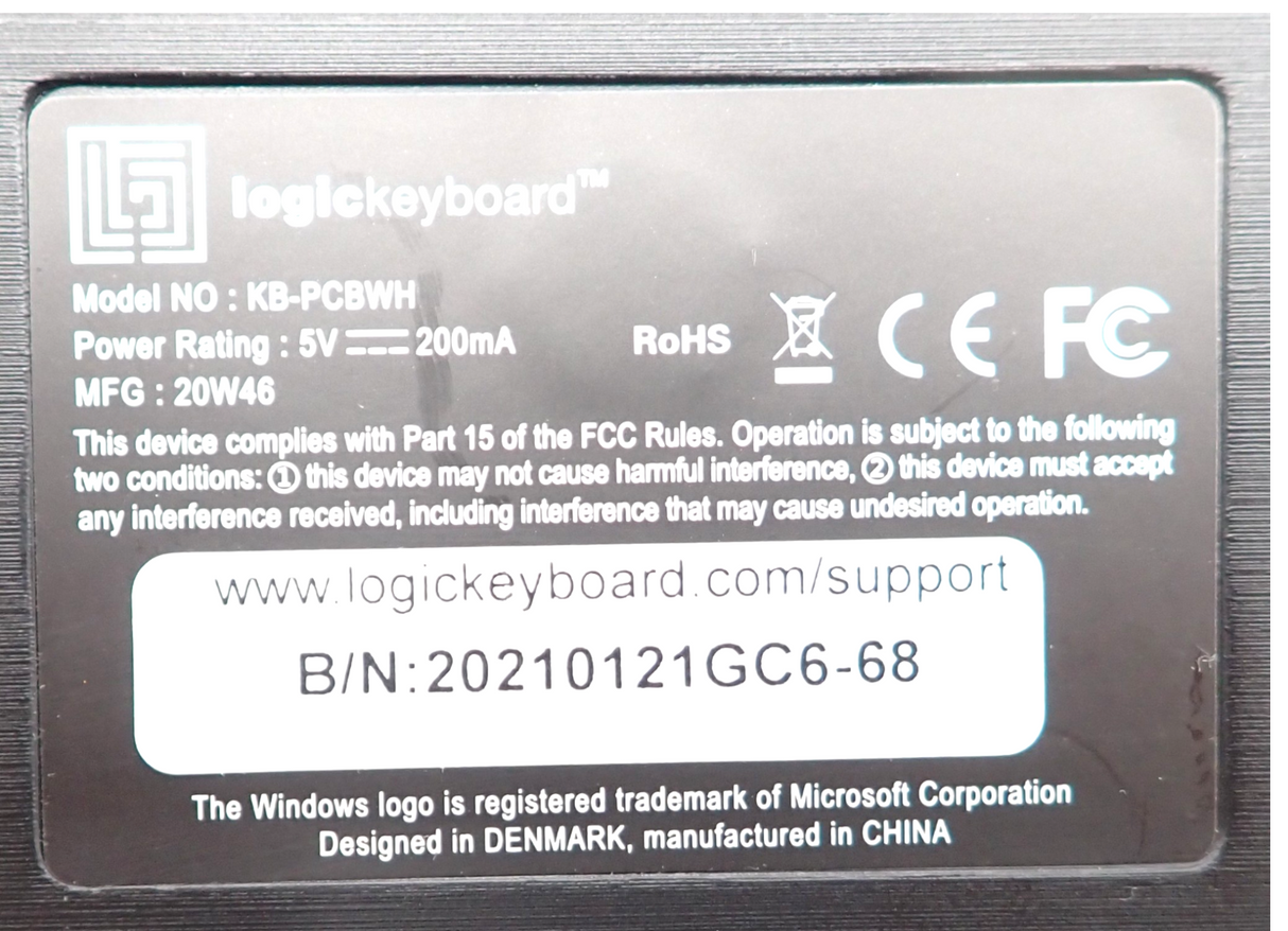 LogicKeyboard KBPCBWH Cortex MTI Film Shortcut & Assistive Keyboards Wired USB9
