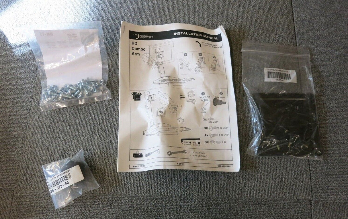 Ergotron 44-373-180 HD Combo Arm Monitor Stand Keyboard & Sliding Mouse Tray