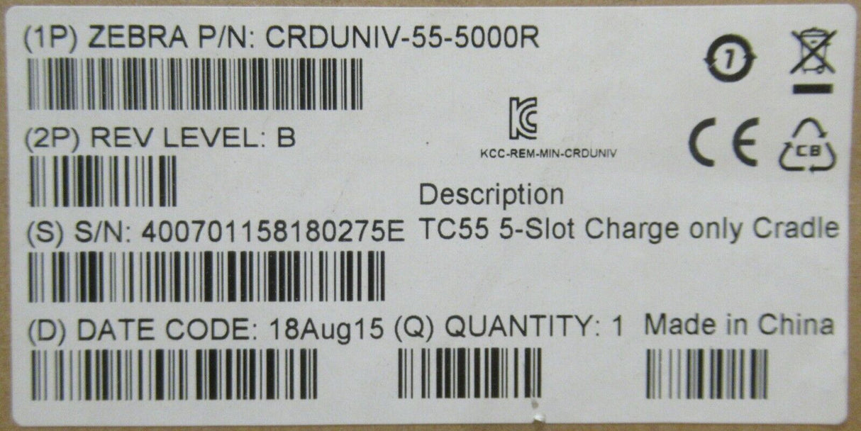 New Zebra Symbol CRDUNIV-55-5000R 5-Slot Scanner Cradle Dock Charger TC55