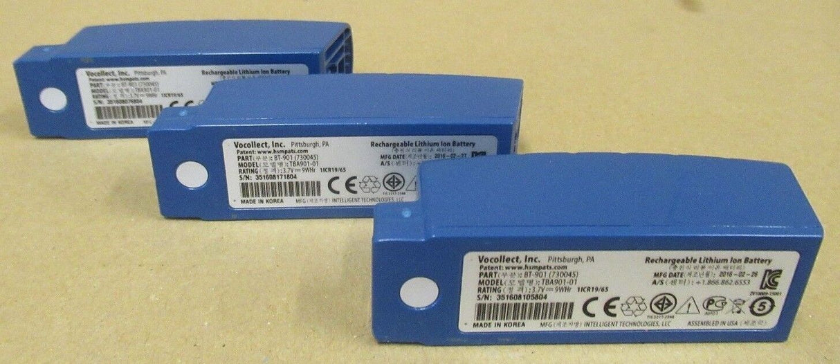 3Original Vocollect Rechargeable Lithium 3.7V 9Whr 2400mAh Battery BT-901 730045