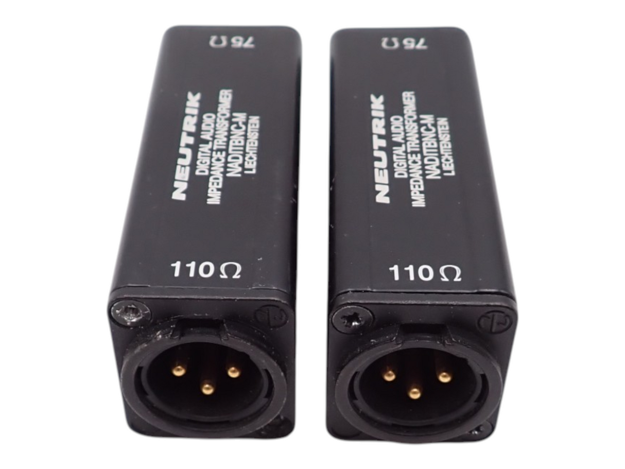 2 x Neutrik NADITBNC M 110 to 75 Ohm Digital Audio Impedance Transformer0