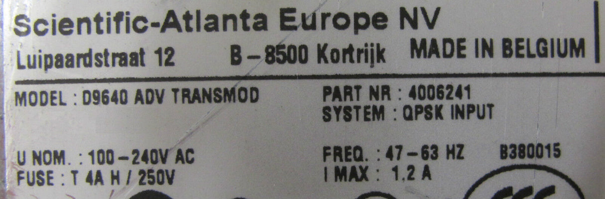 Scientific Atlanta Continuum DVP D9600 Model D9640 Advanced RF Transmodulator