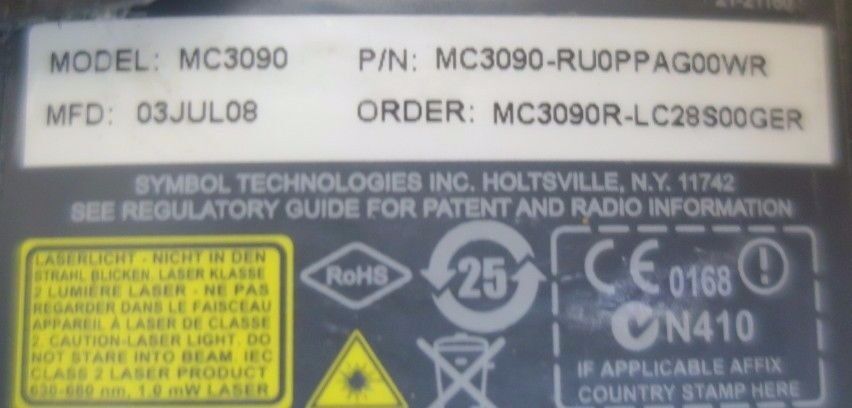 Motorola Symbol MC3090-RU0PPAG00WR Handheld Barcode Scanner Mobile Computer PDA
