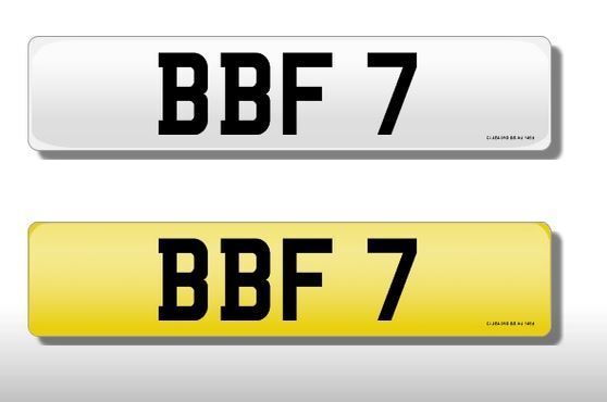 BBF 7 Fahrzeug Privat Auto Fahrrad Nummer Registrierung Geschätztes Datumsloses Kennzeichen BBF