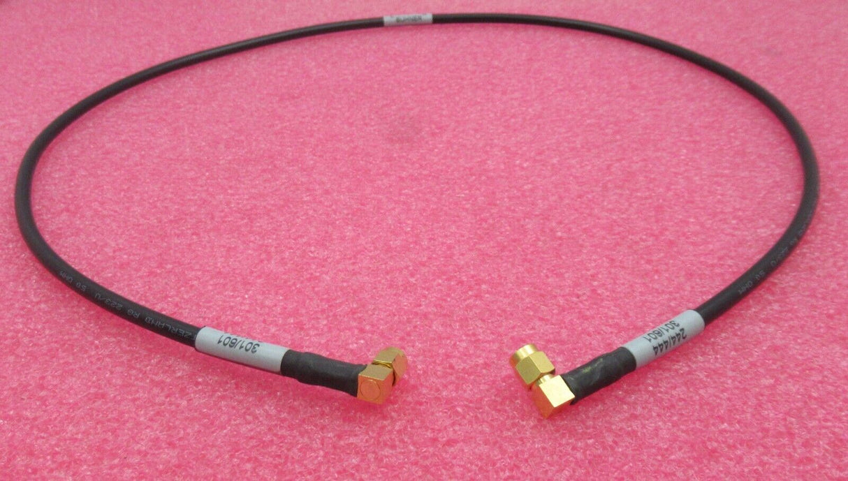 Huber & Suhner 990596B RF Coaxial Cable 85cm SMA Male Right Angle to Right Angle