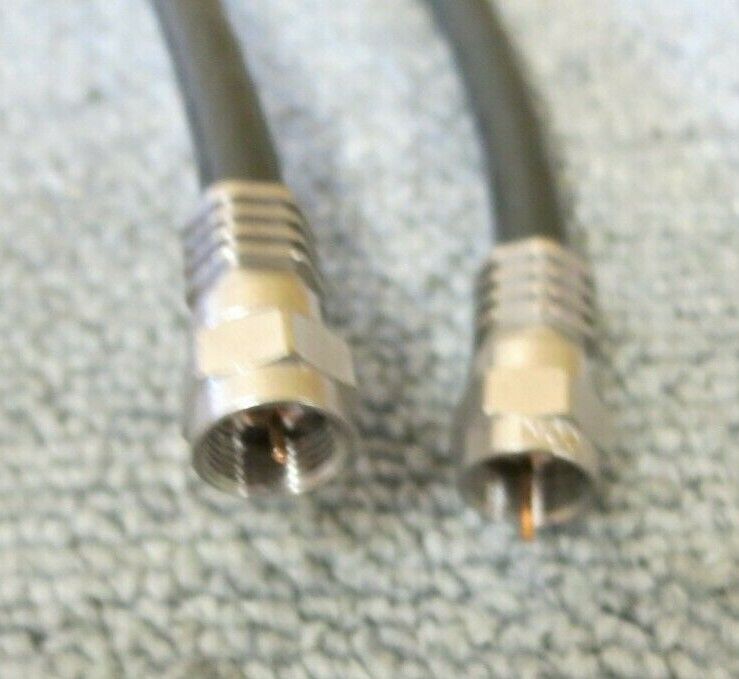 Job Lot 2 x F Connector Male To F Connector Male 1.3M Black RF Coaxial Cable