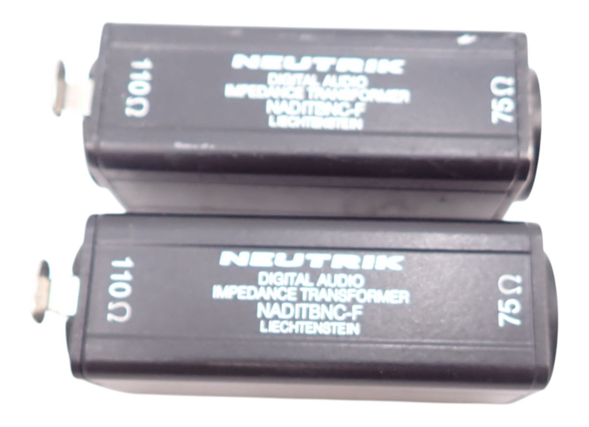 2 x Neutrik NADITBNC-F 110 to 75 Ohm Digital Audio Impedance Transformer2