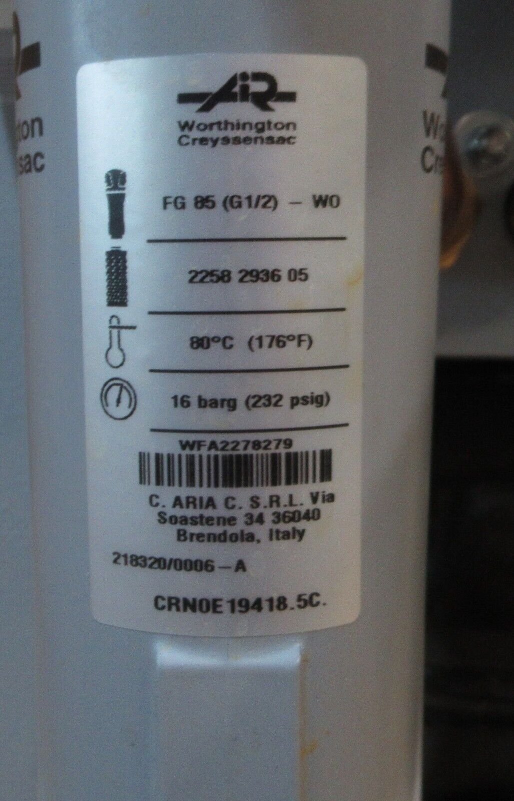 Worthington Creyssensac DW 7 Air Dryer 42CFM 72M3/H 16-Bar 1-Phase 4102005786