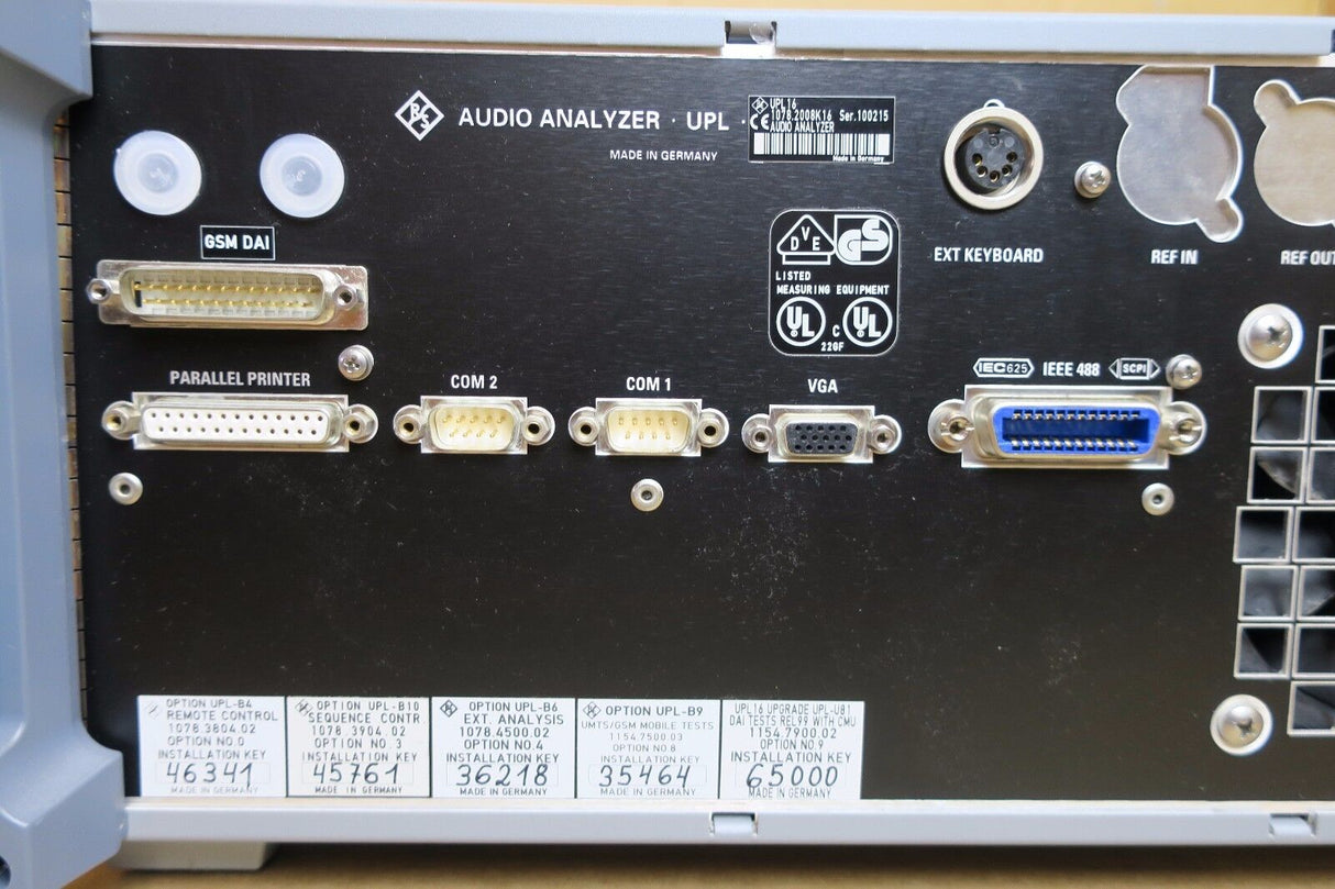 Rohde & Schwarz UPL16 B4/B6/B9/B10 Audio Analyzer DC to 110 kHz UMTS/GSM R&S