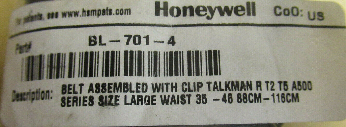 Honeywell Belt + Clip Vocollect Talkman T2 T5 A500 Series Waist 35"-46" BL-701-4