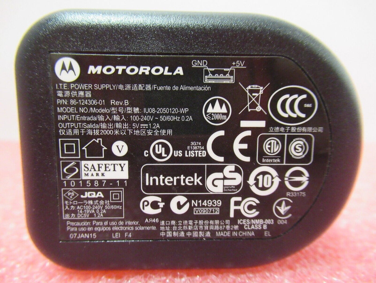 Lot de 4 chargeurs USB Motorola 86-124306-01 IU8-2050120-WP avec prise 5 V 1,2 A 6 W
