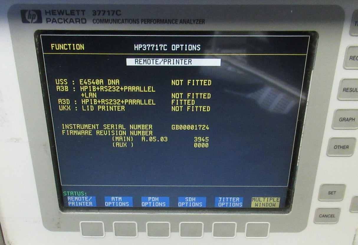 Analyseur de performances de communication HP Agilent 37717C OmniBER A3R/A3D/131/UKK