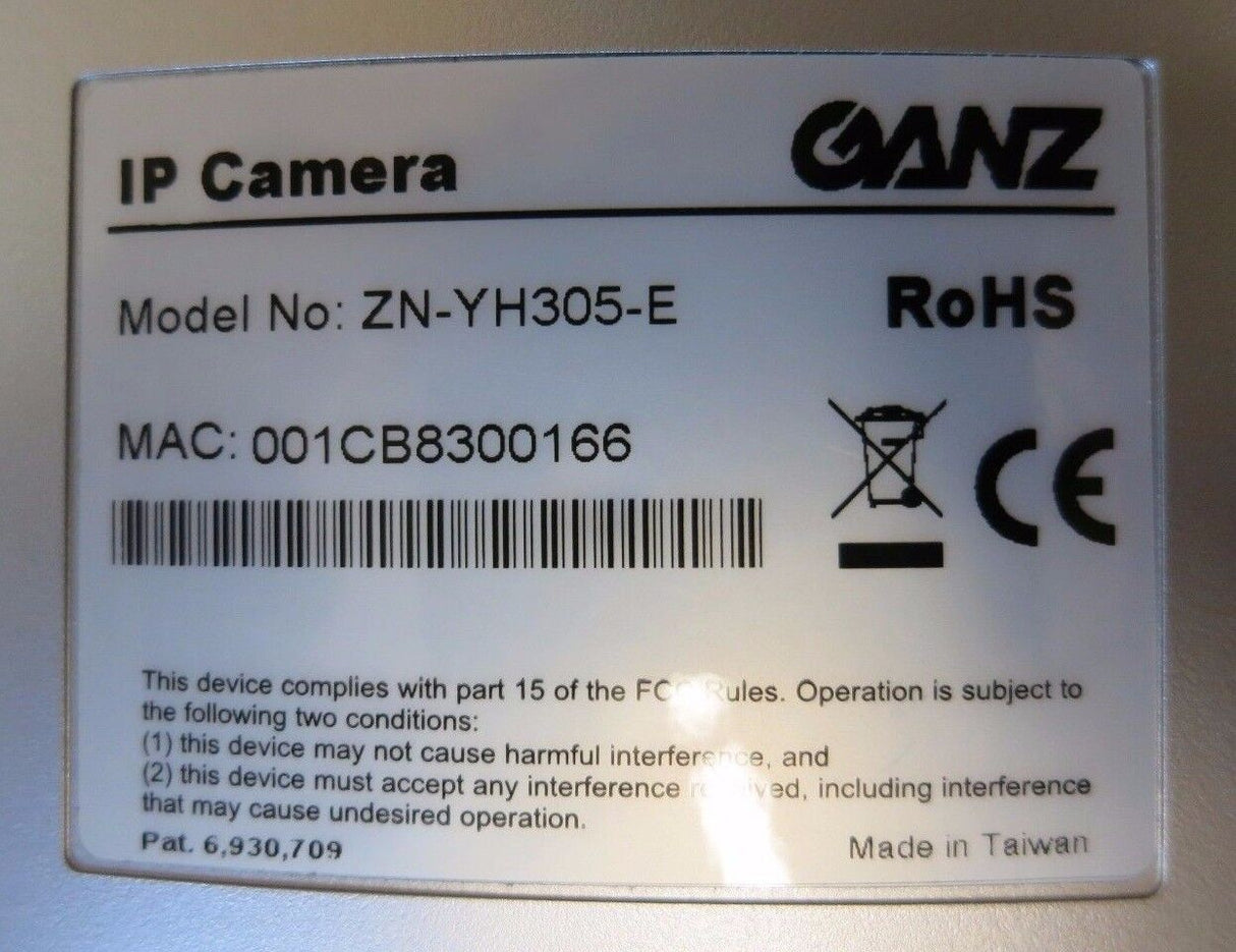 Ganz ZN-YH305-E Hi-Res colour IP Network Camera, MPEG-4, PoE CCTV Camera
