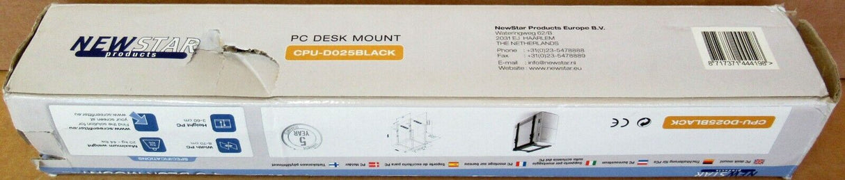 Newstar CPU-D025BLACK Under Desk PC Mount Height 3-6CM Width 8-70CM
