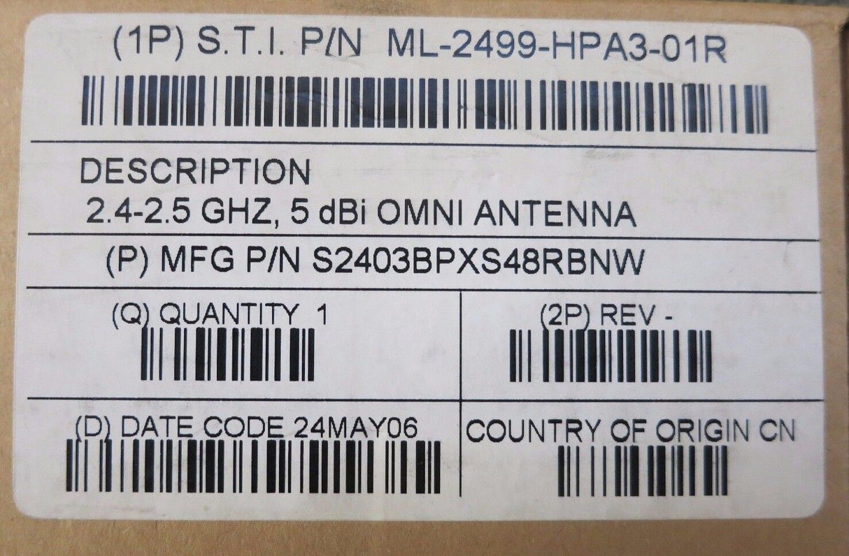 Motorola Symbol ML-2499-HPA3-01R New 2.4GHz 5dBi Wireless Omini Anntenna