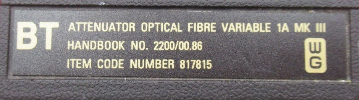 BT 817815 Attenuator Optical Fiber Variable 1A MK III 2200/00.89 BN2200/10