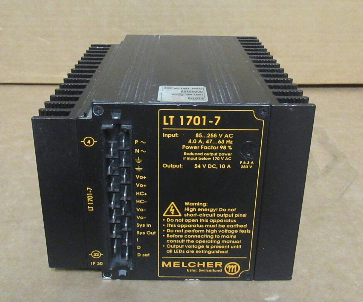 Melcher LT 1000 AC-DC Converter LT 1701-7 85V - 255V AC Input, 54V DC 10A Output