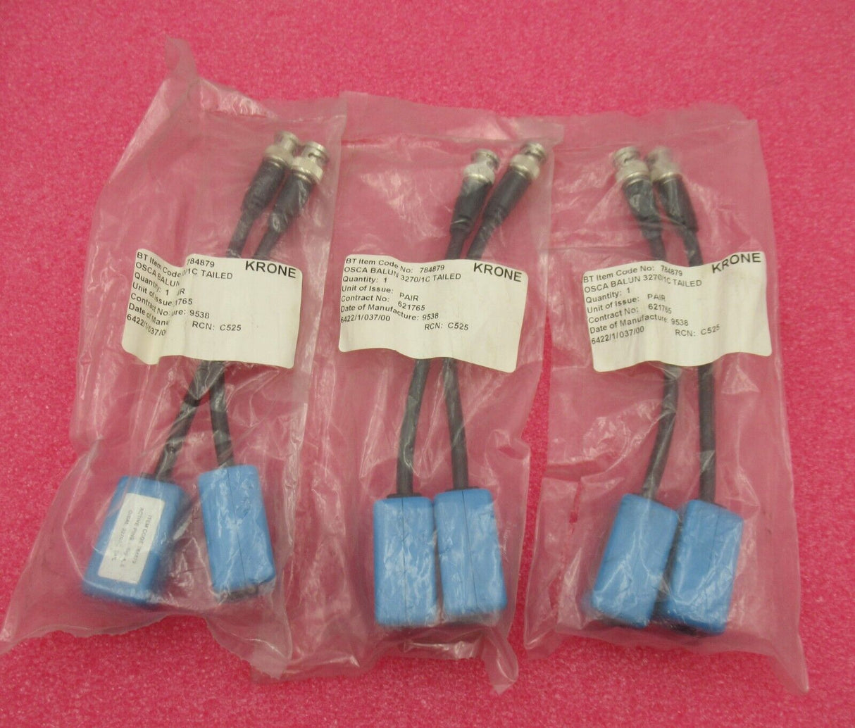 Job Lot 6 x New BT Krone 784879 Tailed Balun Passive BNC To Cat5e RJ45 (2PC)