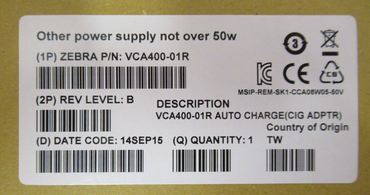 New Symbol VCA400-01R TC55 Mobile Barcode Terminal Vehicle Cigarette Car Charger