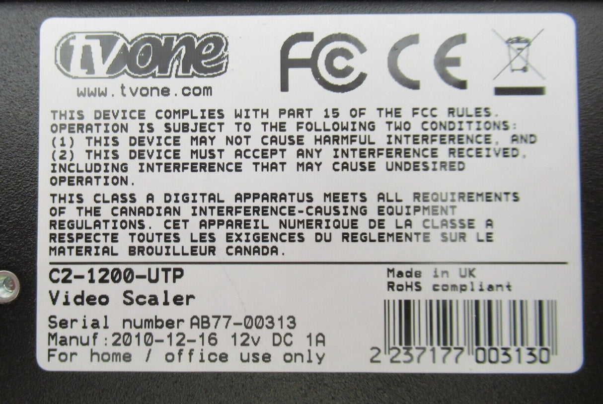 TVONE C2-1200 Video Scaler Up Conversion 2x Compisite 2x S-Video YUV C2-1200-UTP