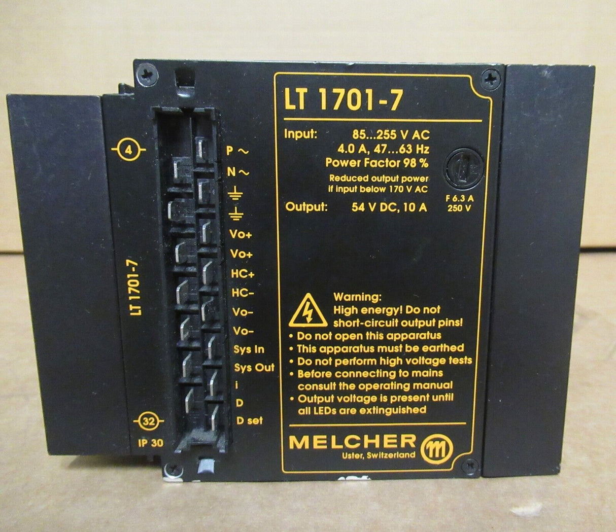 Melcher LT 1000 AC-DC Converter LT 1701-7 85V - 255V AC Input, 54V DC 10A Output