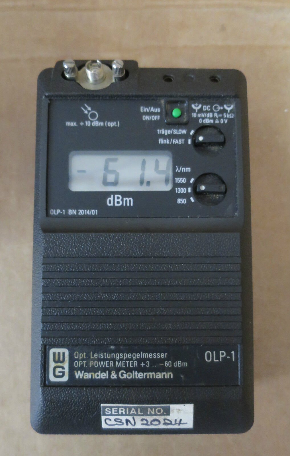 Wandel & Goltermann OLP-1 OPT Optical Power Meter Measuring Instrument 2014/01