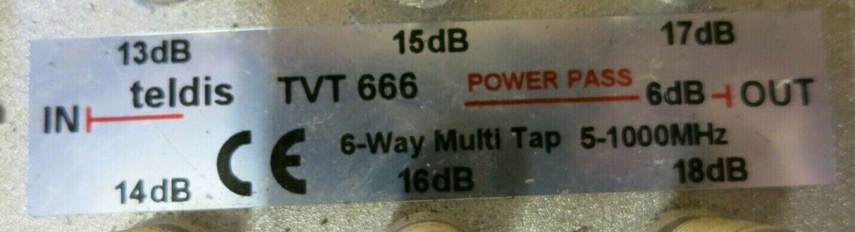 Teldis TVT666 6 Port Tap with graduated losses