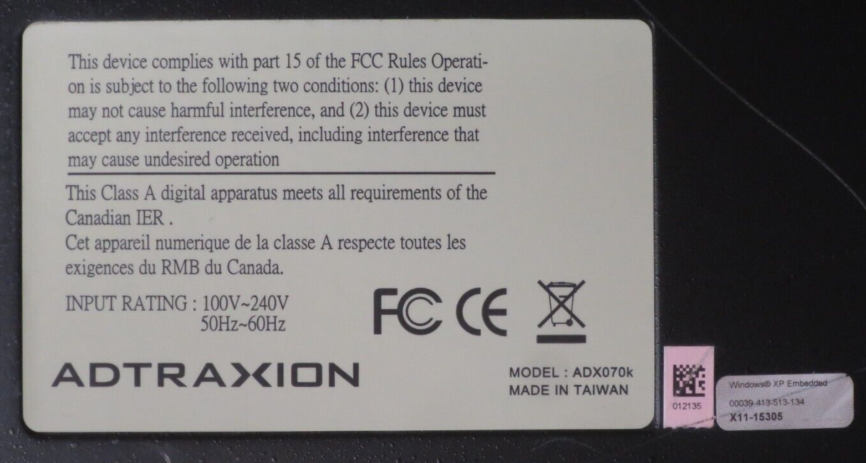 Adtraxion X3 Player Full HD Digital Signage Advertise ADX0701 + S-Video In Card