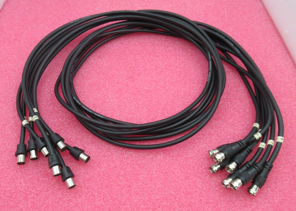 Job Lot 7 x F Connector Male To TV Aerial Female 1.5M Black RF Coaxial Cable