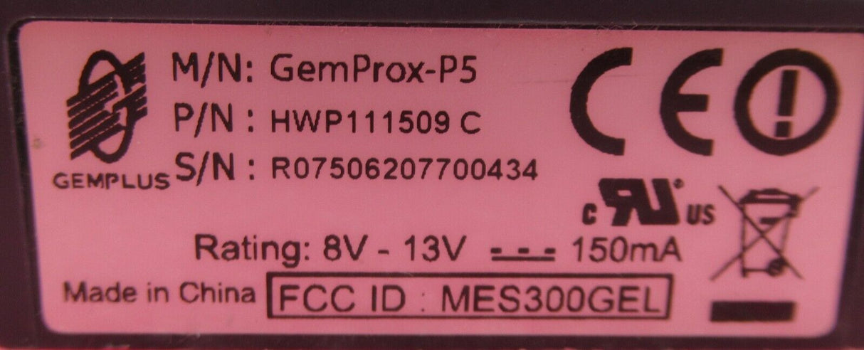 GemPlus GemProx-P5 HWP111509 R5485 Contactless Smart Card Reader