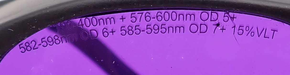 Laser Physics 190400nm + 576600nm OD6+ Laser Safety Glasses Goggles Purple14