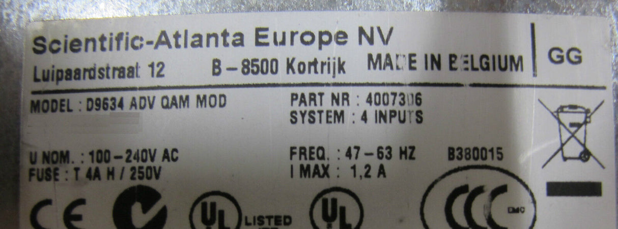 Scientific Atlanta Continuum DVP D9600 Model D9634 Advanced QAM Modulator