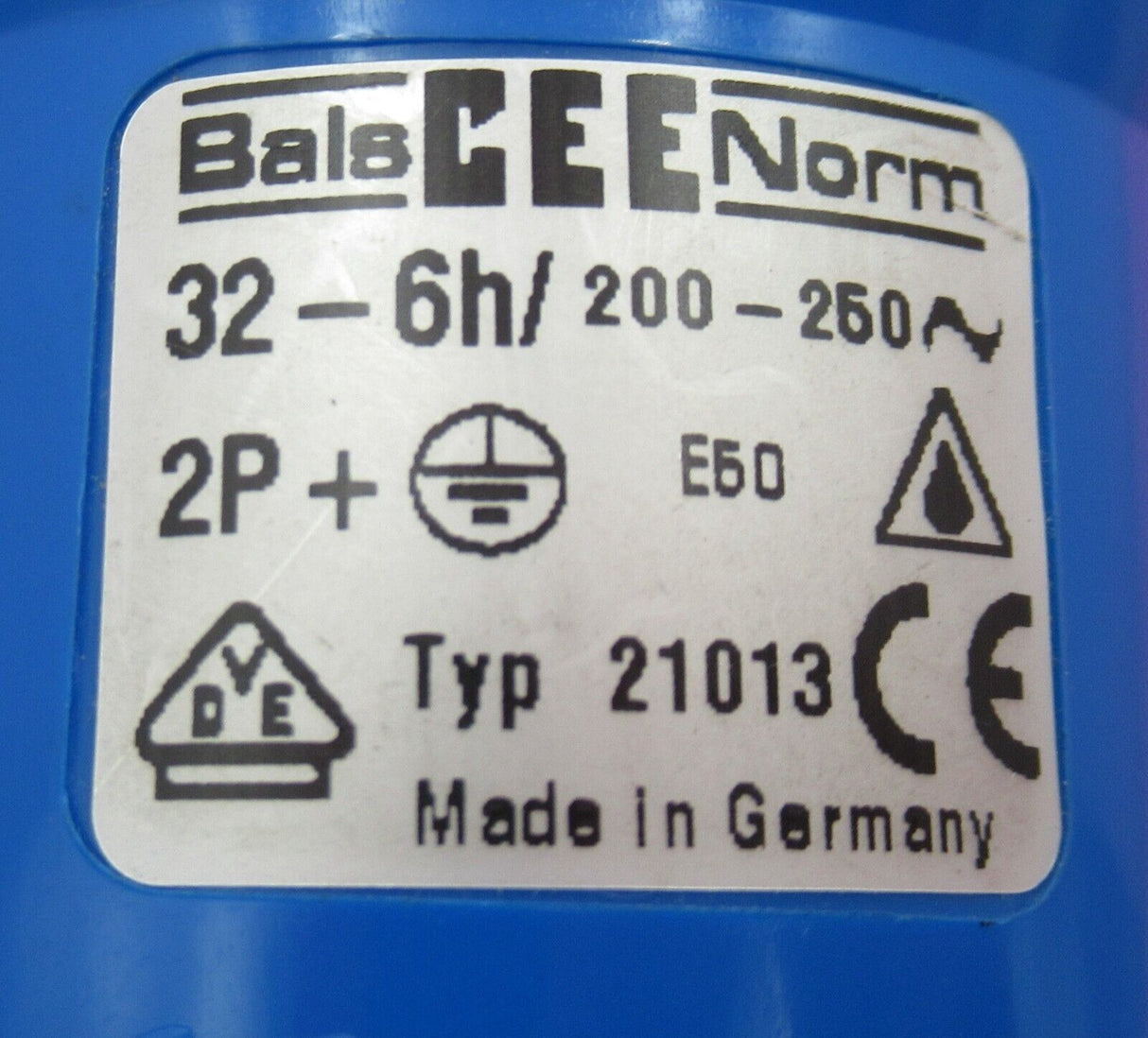 Bals CEE Norm 3 polig 240v Stecker Steckeroberteil IP44 Blau Typ 21013