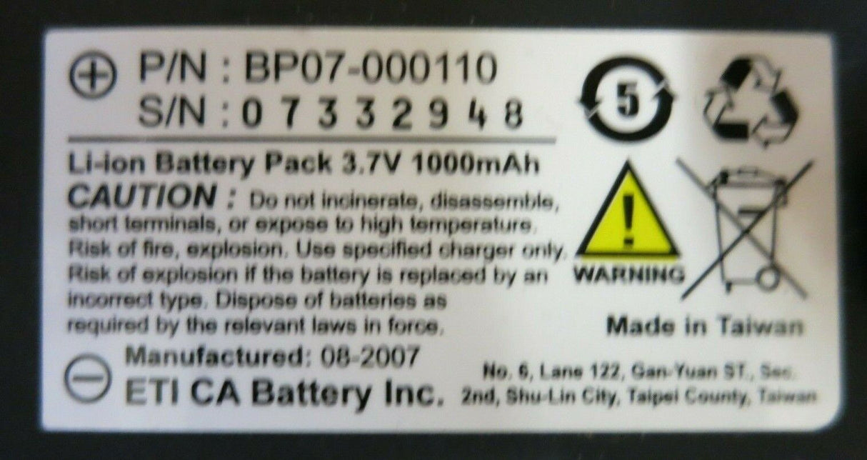 Datalogic BP07-000110 Li-ion Battery Pack 3.7V 1000mAh For Barcode Scanner