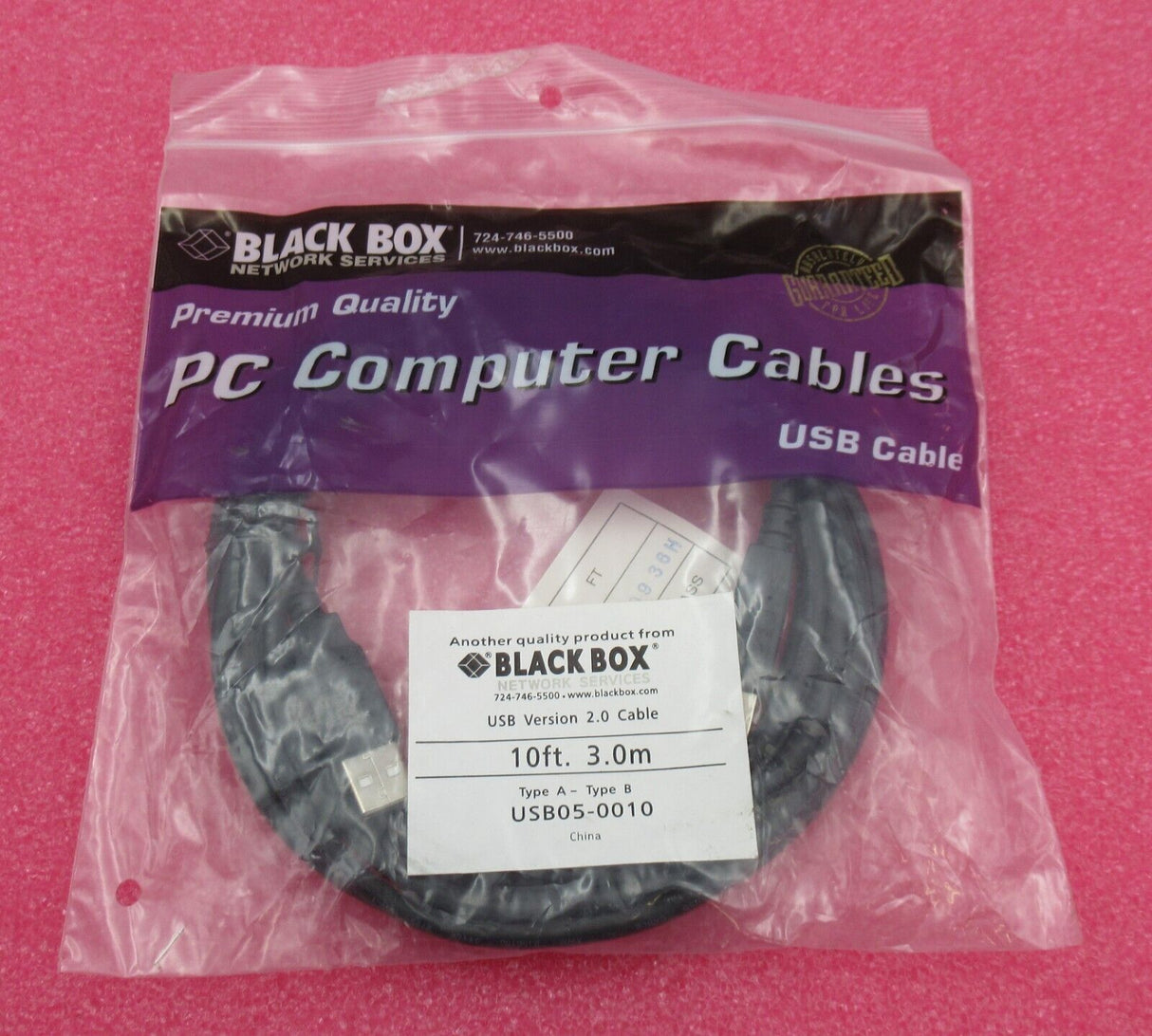 Black Box NEW USB Version 2.0 Cable 10ft 3.0m Type A to Type B - USB05-0010