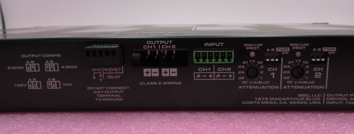QSC MP-A20V 2 Channel 200W Per Channel 70V 100V 4, 8 ohms LO-Z/HI-Z Amplifier
