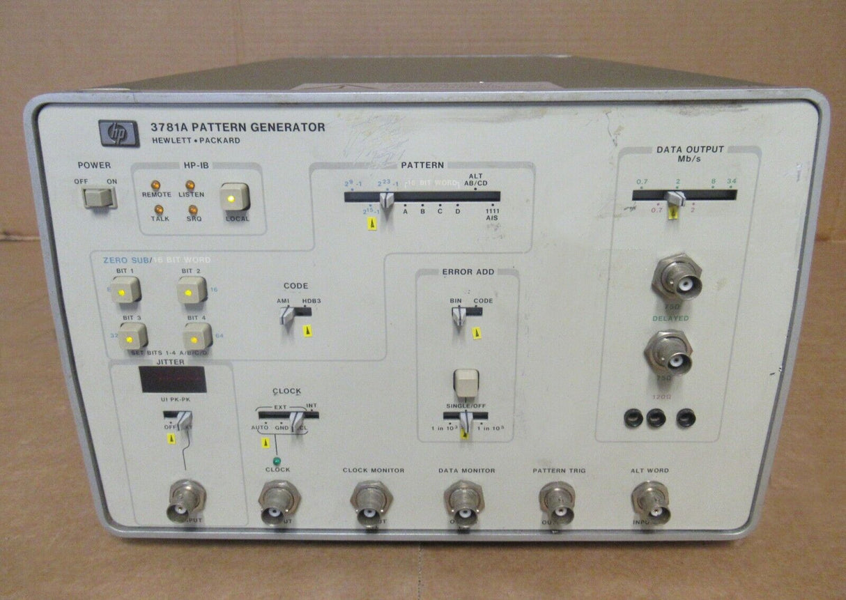 Générateur de motifs HP Agilent 3781A DS1-DS3 - Partenaire du détecteur d'erreurs HP 3782A