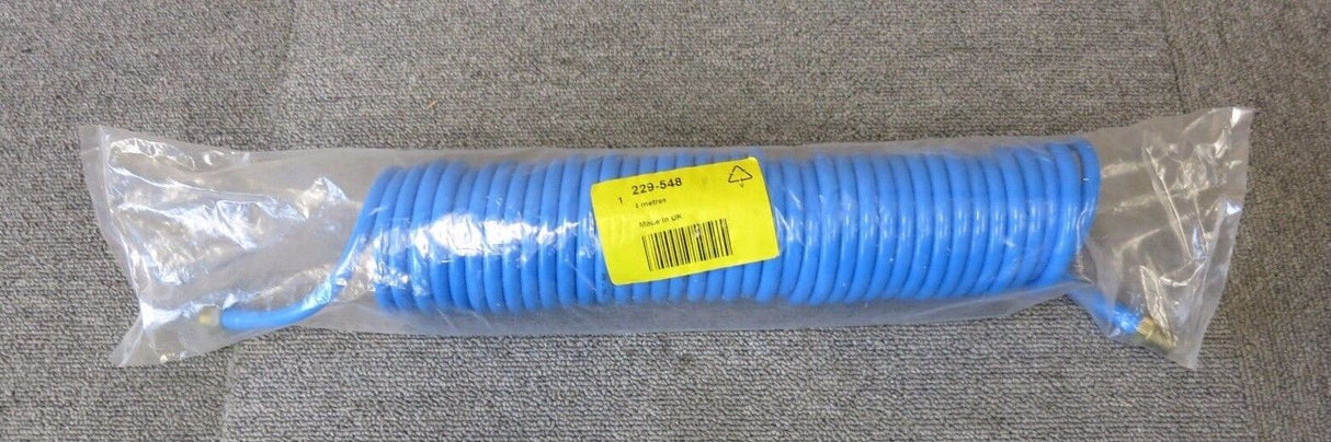 NEW RS Pro 229-548 Blue 4m Long Self-Coiling 8mm Compressor Air Line Hose 5 bar