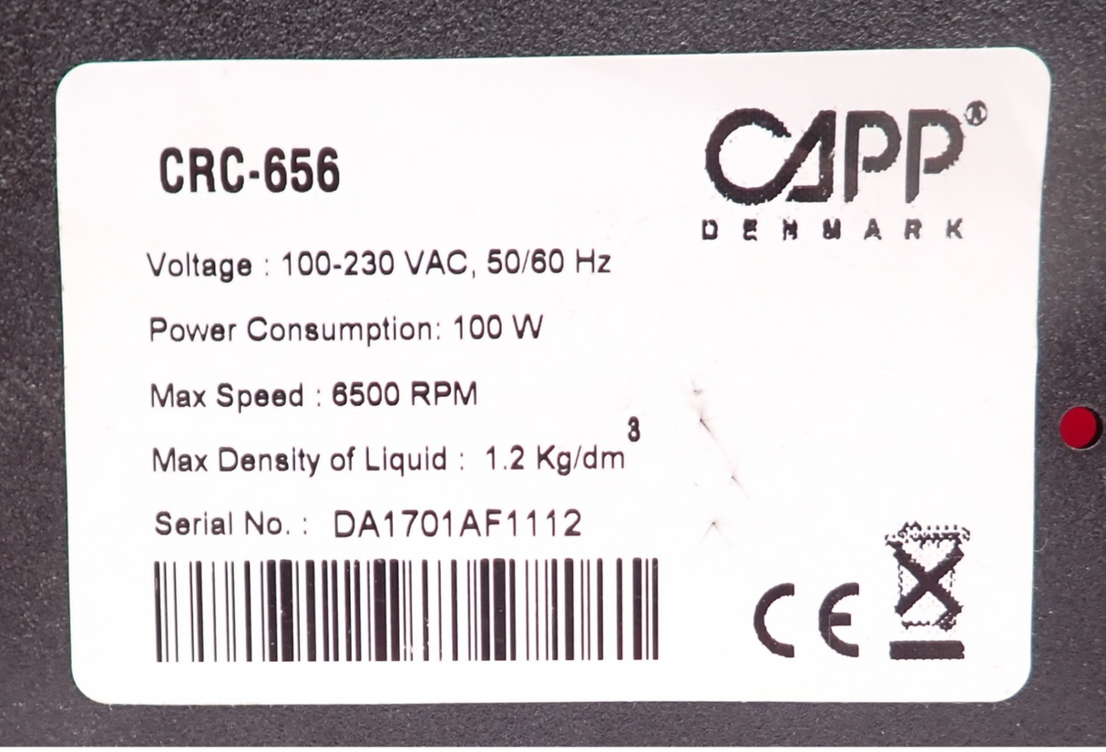 CappRondo CRC656 Clinical Blood Centrifuge Machine 6500rpm + 6x 15ml Test Tubes12