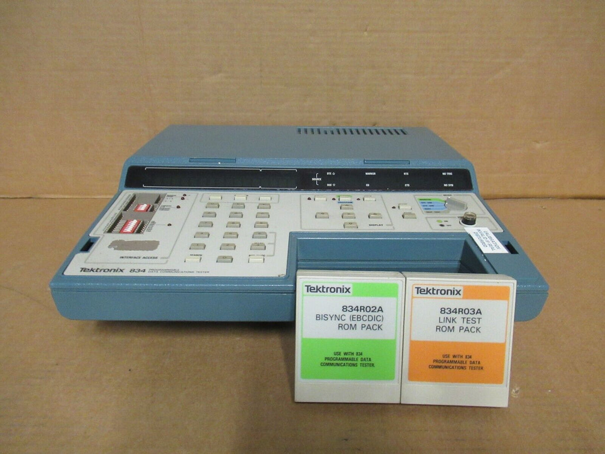 Tektronix 834 Programmable Data Communications Tester + 834R02A 834R03A Rom Pack