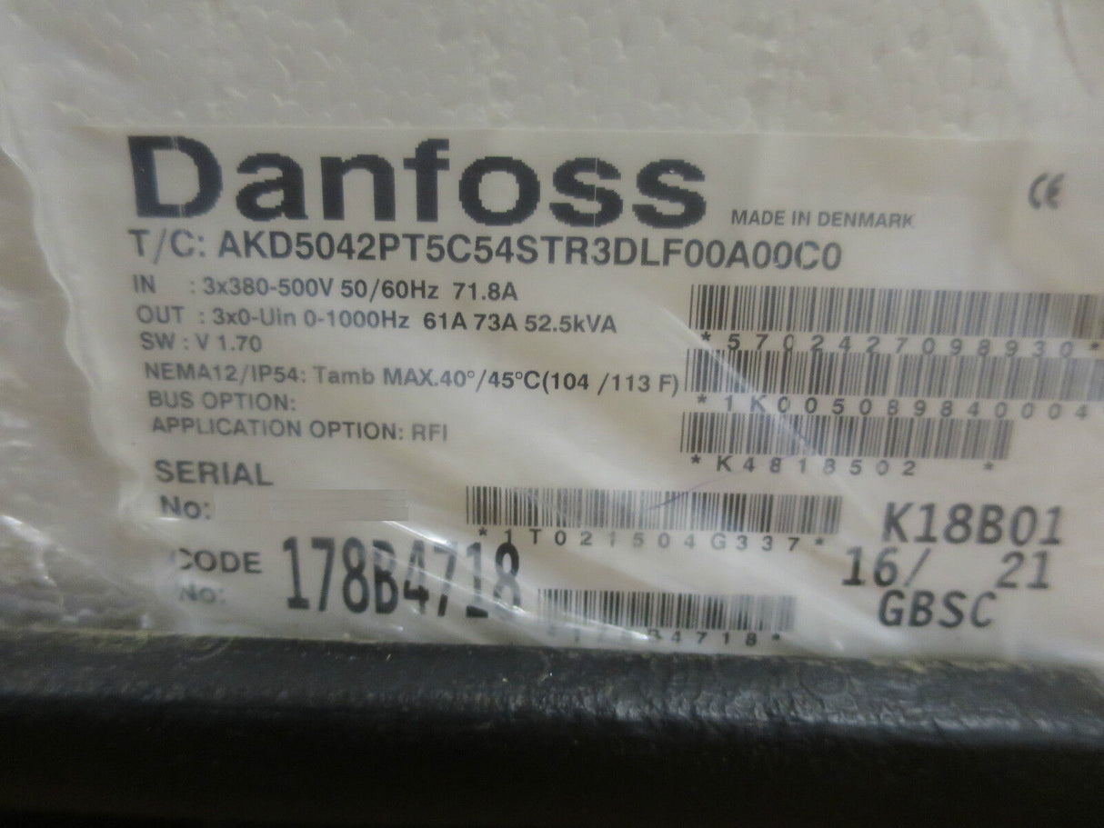Danfoss AKD 5042 30kW 178B4718 RFI 3 x 380-500v 52.5kVA Frequency Converter
