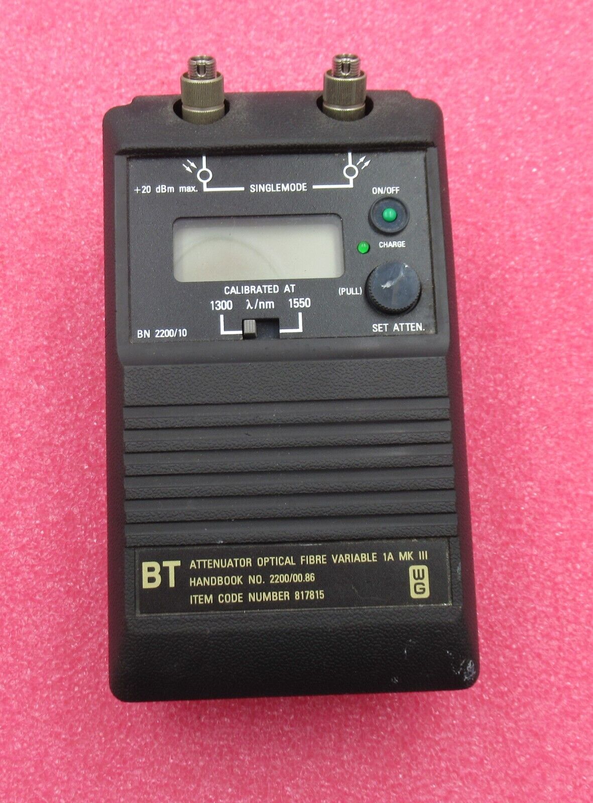 BT 817815 Attenuator Optical Fiber Variable 1A MK III 2200/00.89 BN2200/10