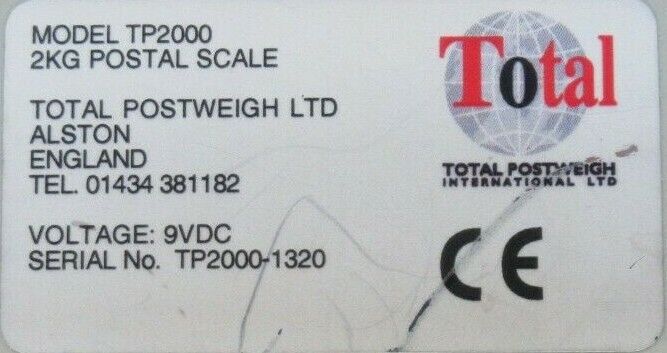 Total PostWeigh TP2000 2KG Postal Scale Mailroom Mailing Postage System Post
