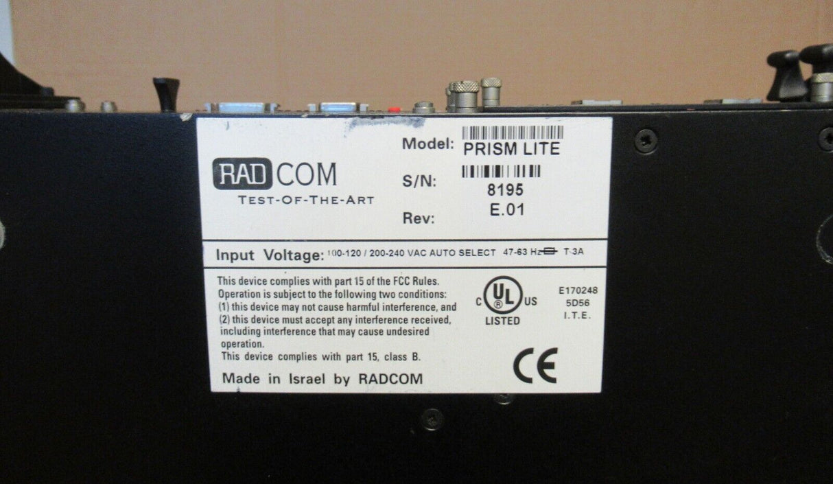 Radcom Test Of The Art Prism Lite WAN/LAN/ATM Protocol Analyzer