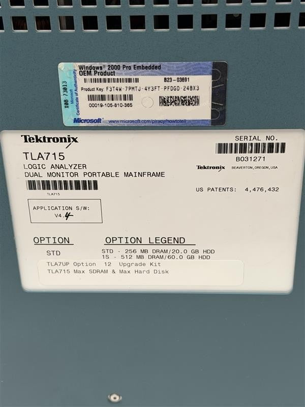 Tektronix TLA715 Logic Analyzer 2x TLA7AA4 272ch 8GHz 450MHz 8M+2M P6960 Probes15