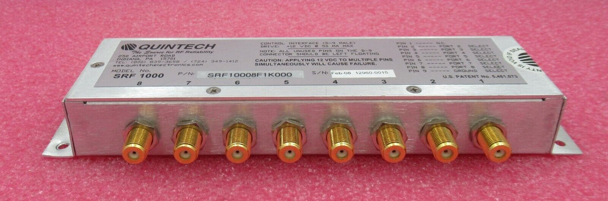 Quintech SRF 1000 Steuerschnittstelle D-9 Stecker Breitband RF Relaisschalter Satellit