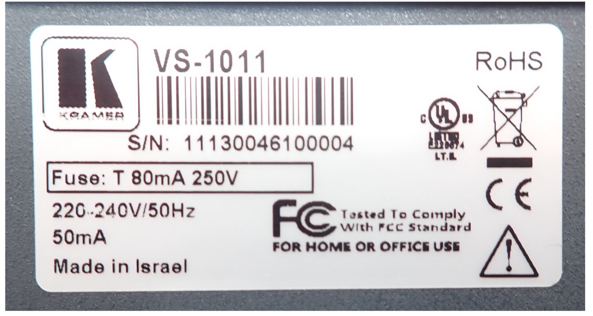 Kramer VS-1011 1U Rackmount 10x1 Vertical  Interval Switcher8